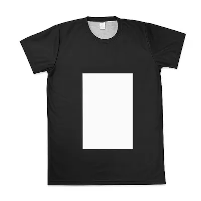 Sublimasyon Pamuk Polyester Siyah Tişört (Beyaz Baskı Alanlı)