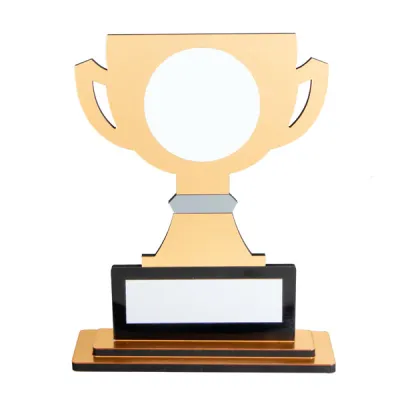 Ödül Kupası Ahşap Plaket - Beyaz Metalli